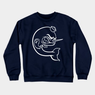 Angry Narwhal - White Outline Crewneck Sweatshirt